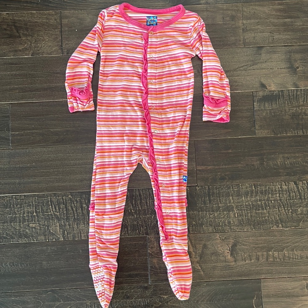 KicKee Pants Striped Ruffle Snap Onesie